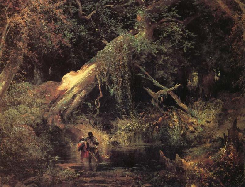 Moran, Thomas Slaves Escaping Through the Swamp Spain oil painting art